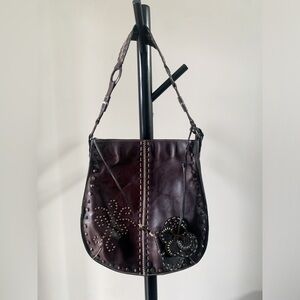 100% Chocolate Leather Shoulder Bag - Velez
